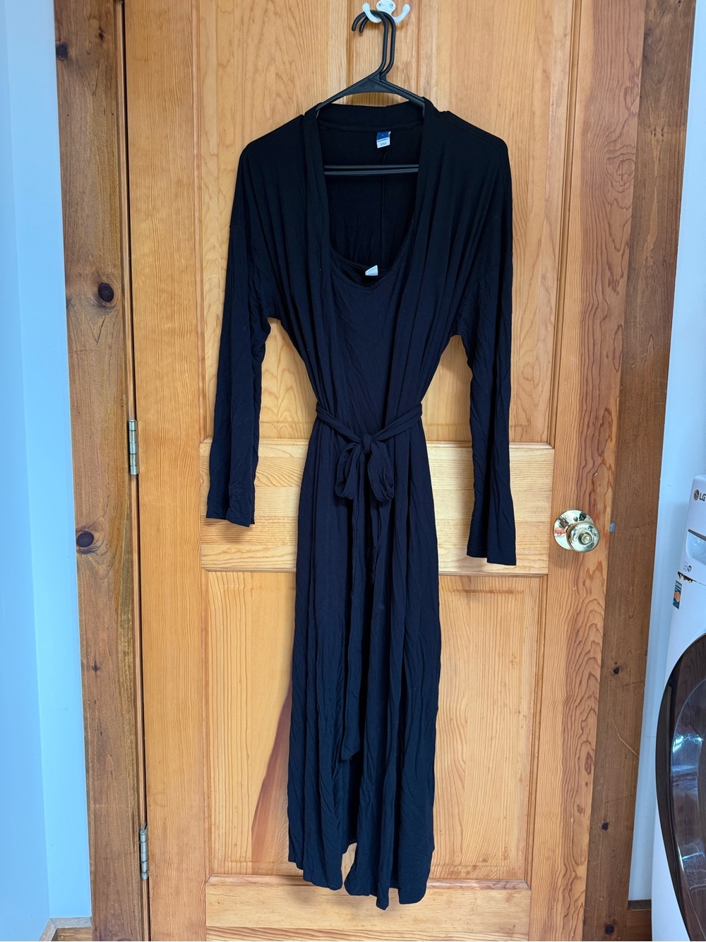 Old Navy Maternity Black Long Robe and Night Gown Set